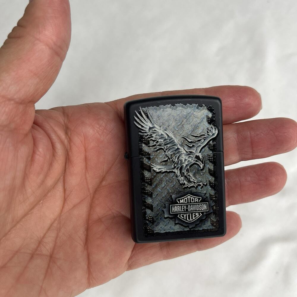 Zippo Harley Davidson Motor Cycles Lighter Made in USA, needs re-fill spark work